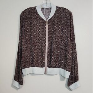 New Collection Brown/Burgundy/Navy Paisley Bomber Jacket, OS ~ EUC